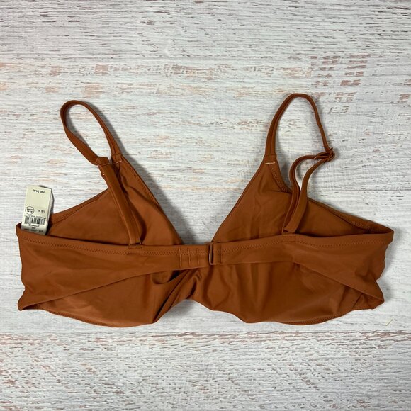NEW Aerie Twist Scoop Bikini Top Size Medium Jupiter Brown Removable Pads NWT - Picture 2 of 5